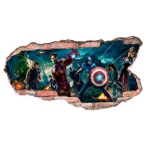 Vinilos pared rota 3d capitán américa
